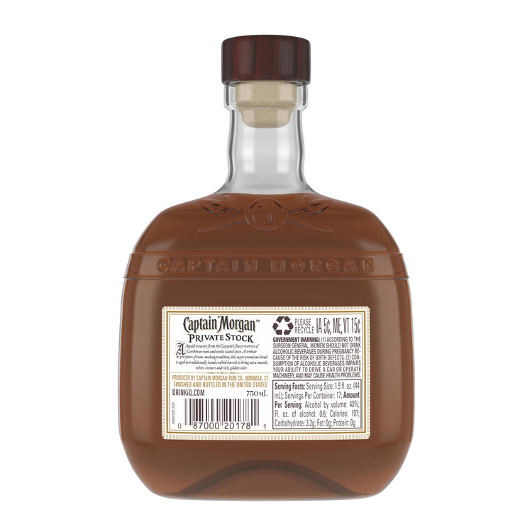 Captain Morgan Spiced Rum Private Stock 80 - 750ML - Back