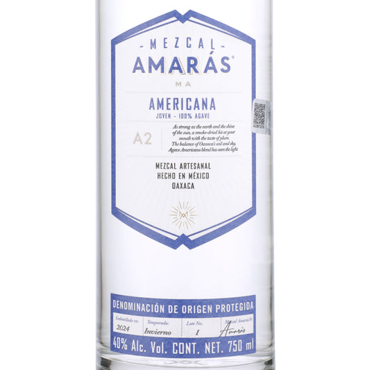 Amaras Mezcal Artesanal Ma Joven Americana A2 80 - 750ML - Front Label