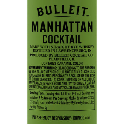Bulleit Manhattan 75 - 375ML - Back Label