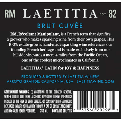 Laetitia Brut Cuvee Rm Arroyo Grande Valley - 750ML - Back Label