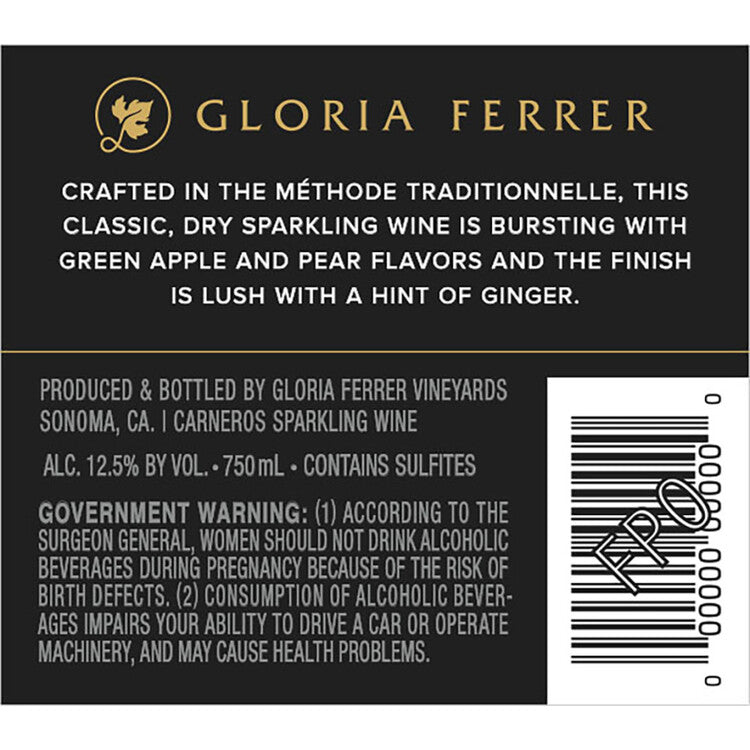 Gloria Ferrer Sonoma Brut Sonoma County - 750ML - Back Label
