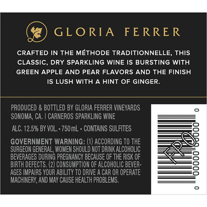 Gloria Ferrer Sonoma Brut Sonoma County - 750ML - Back Label