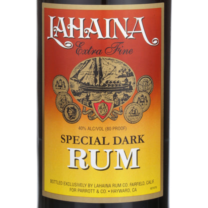 Lahaina Special Dark Rum 80 - 1.0L - Front Label
