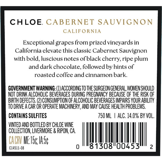 Chloe Cabernet Sauvignon San Lucas - 750ML - Back