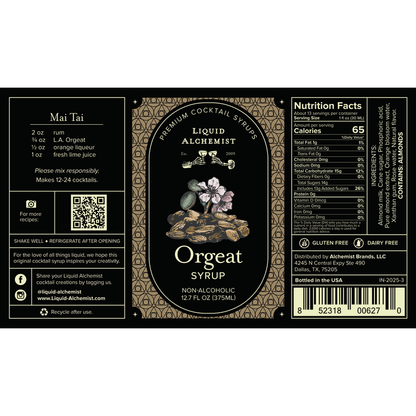 Liquid Alchemist Orgeat Syrup - 375ML - Front Label