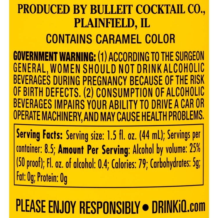Bulleit Whiskey Sour 50 - 375ML - Back Label