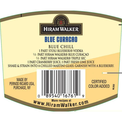 Hiram Walker Curacao Blue 30 - 1.0L - Back Label