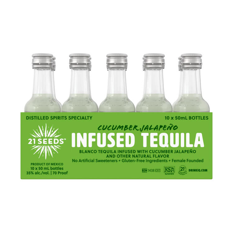 21 Seeds Cucumber Jalapeno Infused Blanco Flavored Tequila 70 - 50ML - Front