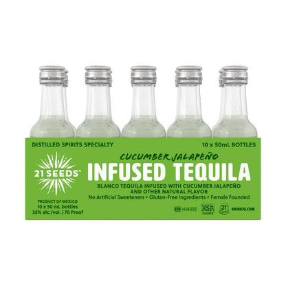 21 Seeds Cucumber Jalapeno Infused Blanco Flavored Tequila 70 - 50ML - Front