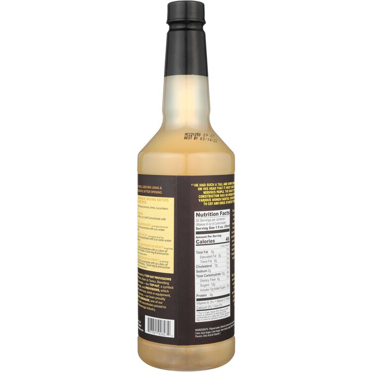 Top Hat Lemonade Concentrate - 32 Z - Back