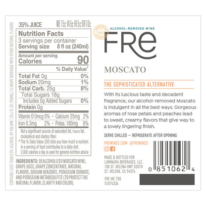 Fre Moscato Alcohol Removed - 750ML - Back Label