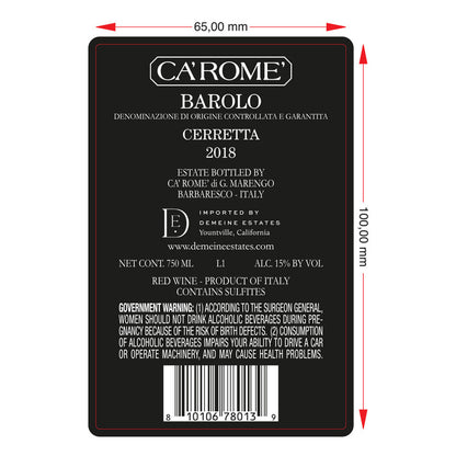 Ca'Rome' Barolo Cerretta 2015 - 1.5L
