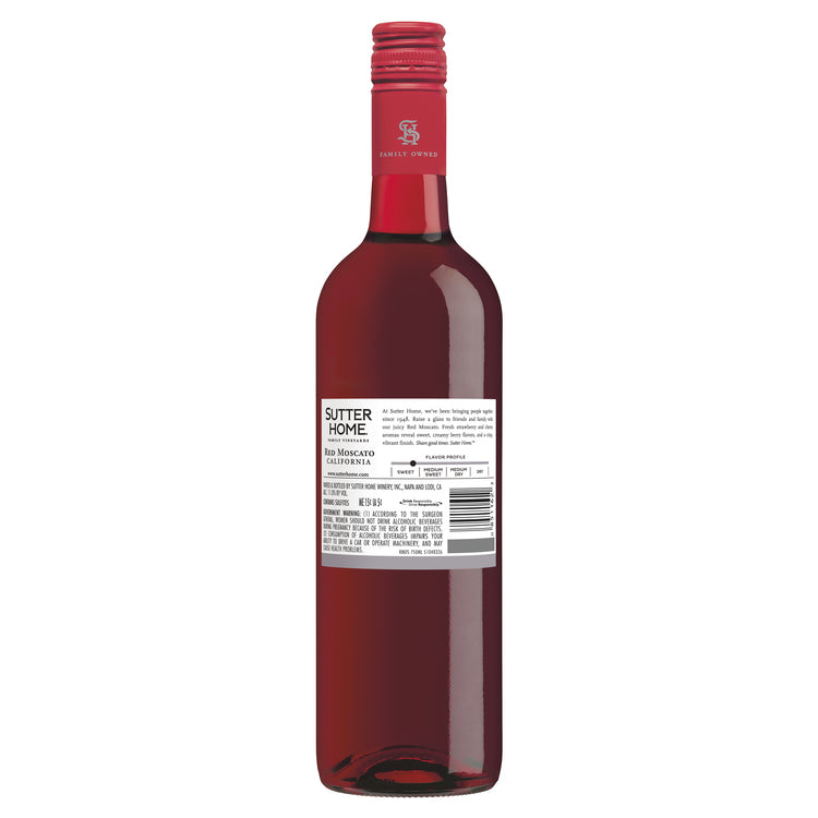 Sutter Home Red Moscato California - 750ML - Back