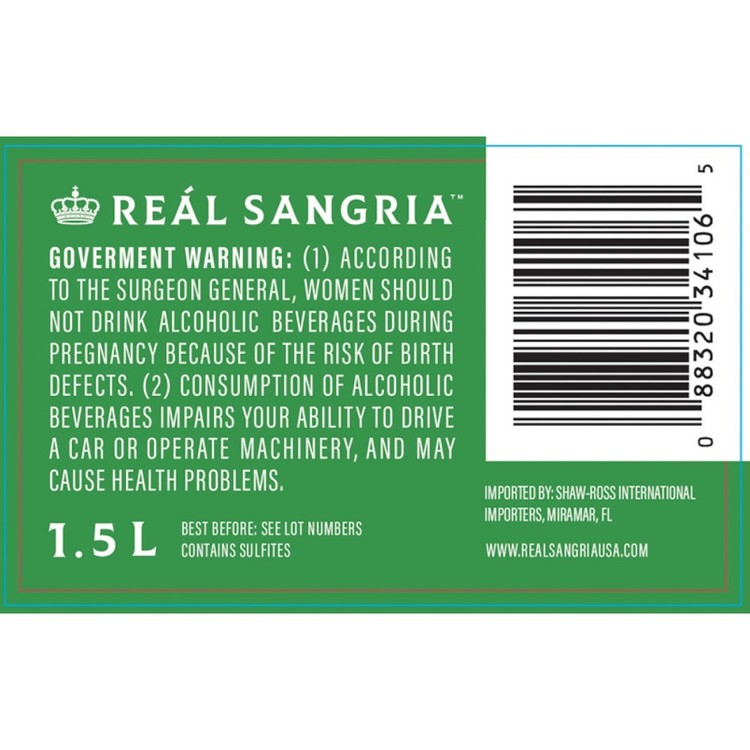 Real White Sangria - 1.5L - Back Label