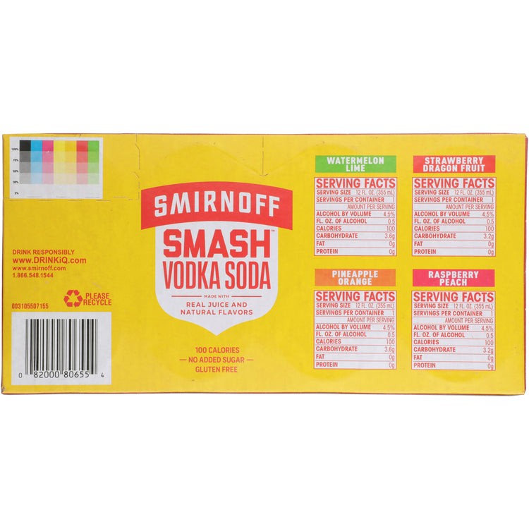 Smirnoff Smash Vodka Cocktail Combo 2 Each Watermelon Lime 9, Raspberr - 355ML