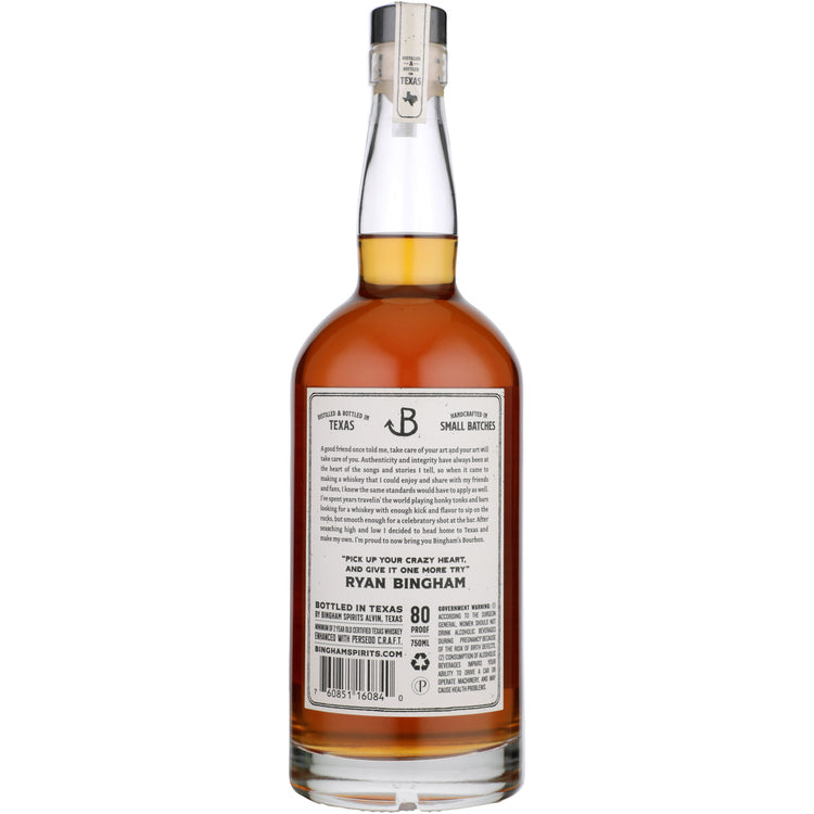 Binghams Bourbon Straight Bourbon Original 3 Yr 80 - 750ML - Back