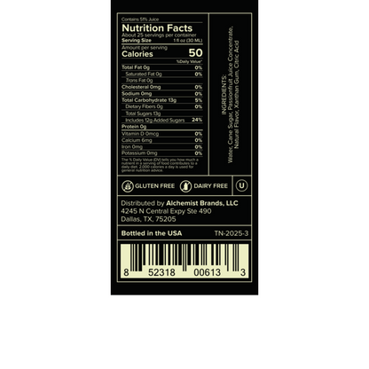 Liquid Alchemist Passion Syrup - 750ML - Back Label