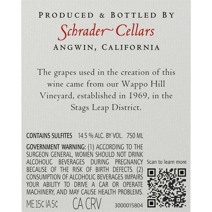 Schrader Cabernet Sauvignon Wh Wappo Hill Vineyard Stags Leap District - 750ML