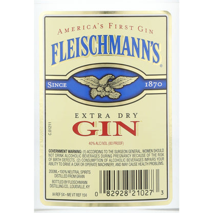 Fleischmann's Extra Dry Gin 80 - 200ML - Front Label