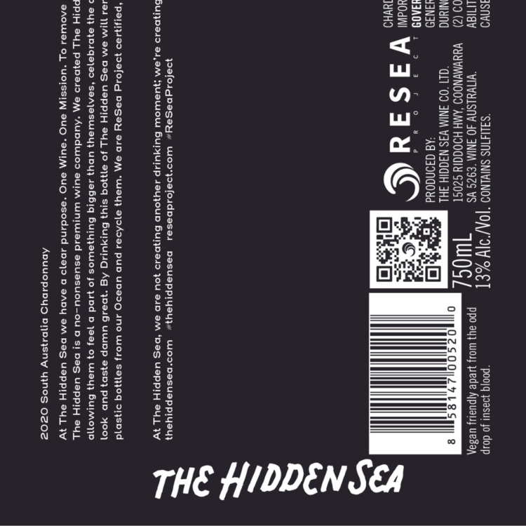 The Hidden Sea Chardonnay Limestone Coast 2024 - 750ML - Back Label