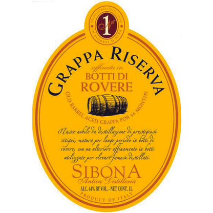 Sibona Grappa Riserva Old Barrel Aged In Tennessee Whiskey Barrels 88 - 1.0L