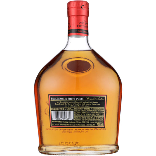 Paul Masson Fruit Punch Flavored Brandy Grande Amber 54 - 750ML - Back