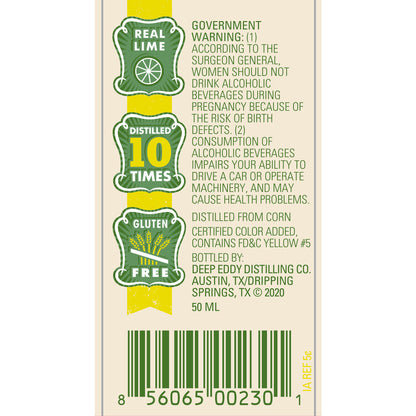 Deep Eddy Lime Flavored Vodka 70 - 50ML - Back Label