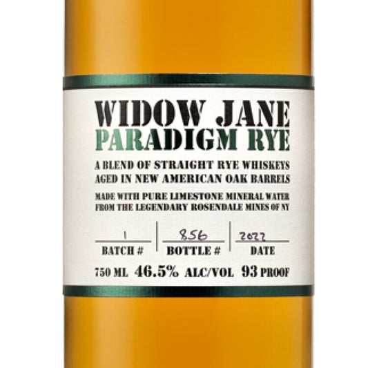 Widow Jane Rye Whiskey Paradigm 93 - 750ML - Front Label