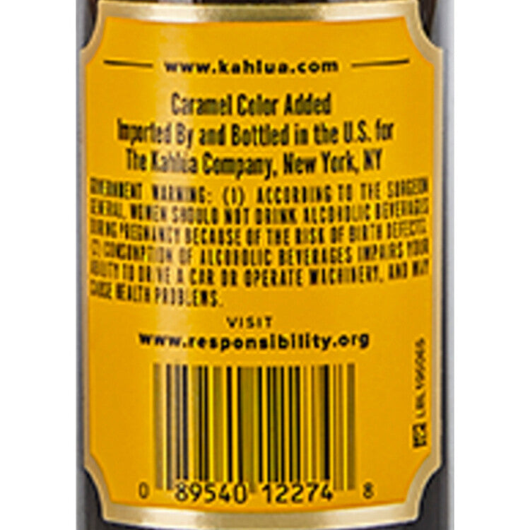 Kahlua Coffee Liqueur The Original 40 - 50ML - Back Label