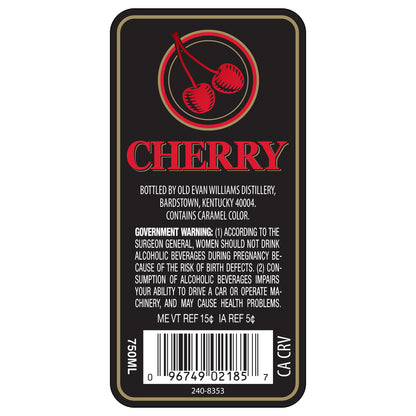 Evan Williams Cherry Whiskey Liqueur 65 - 750ML - Back Label