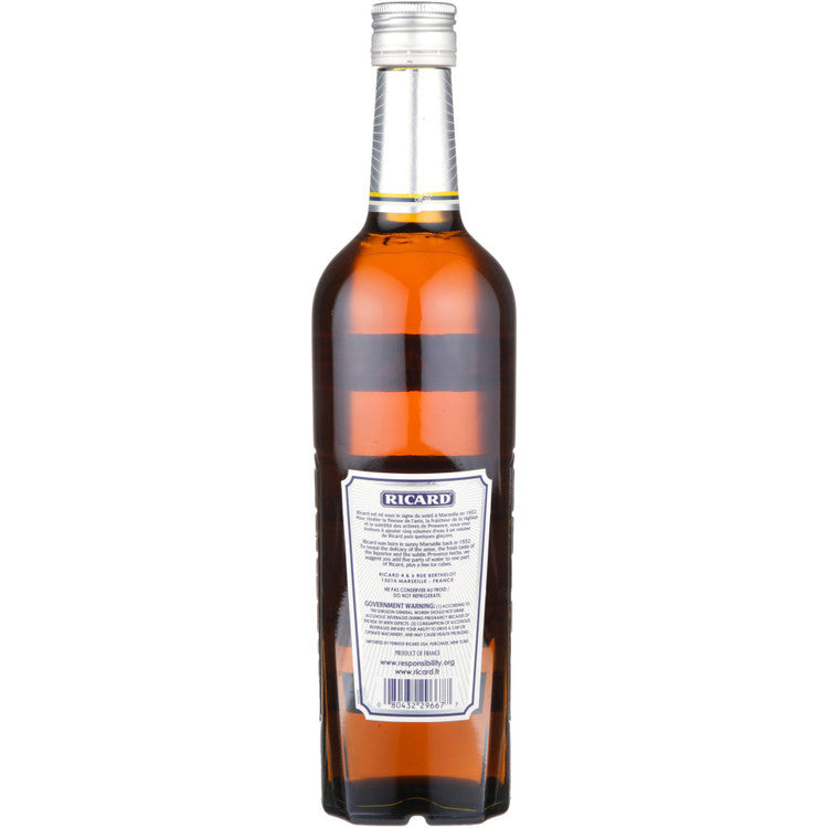 Ricard Pastis De Marseille 90 - 750ML - Back