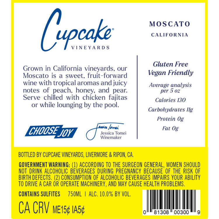 Cupcake Vineyards Moscato Delle Venezie - 750ML - Back