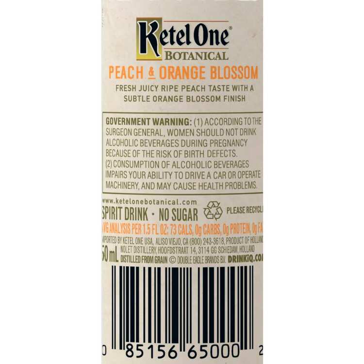 Ketel One Peach & Orange Blossom Flavored Vodka Botanical 60 - 50ML - Back Label