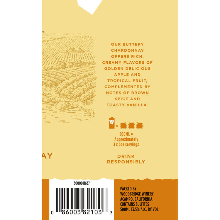 Woodbridge Buttery Chardonnay California - 500ML - Back Label