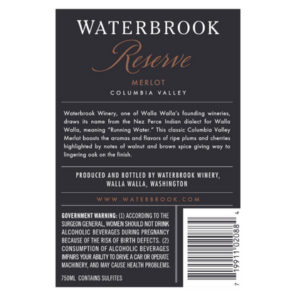 Waterbrook Merlot Reserve Columbia Valley 2021 - 750ML