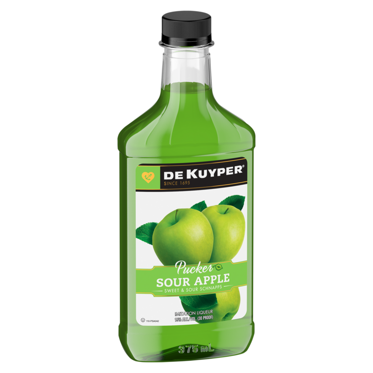 Dekuyper Sour Apple Schnapps Pucker 30 - 375ML - Front Label