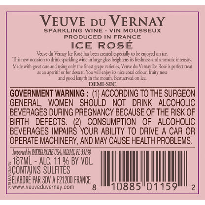 Veuve Du Vernay Demi Sec Rose Ice France - 187ML - Back