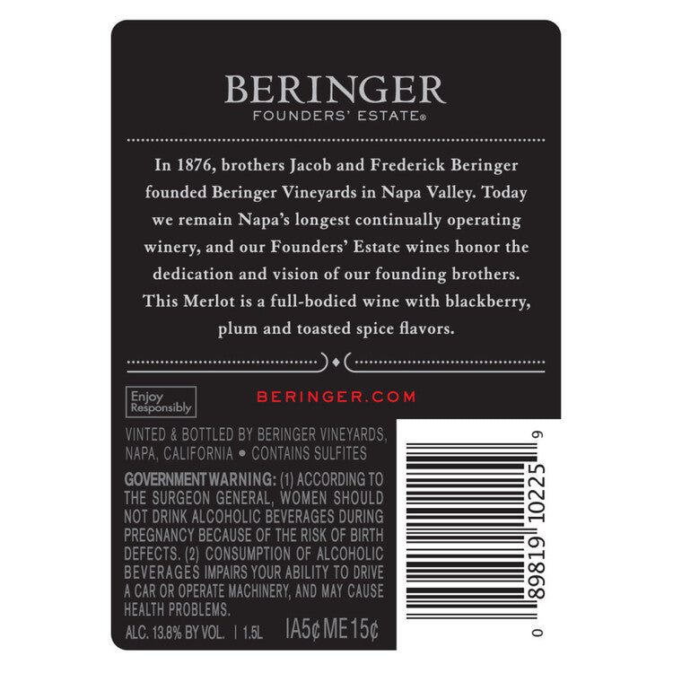 Beringer Founders' Estate Merlot California - 1.5L