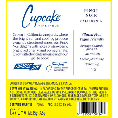 Cupcake Vineyards Pinot Noir Central Coast - 750ML - Back