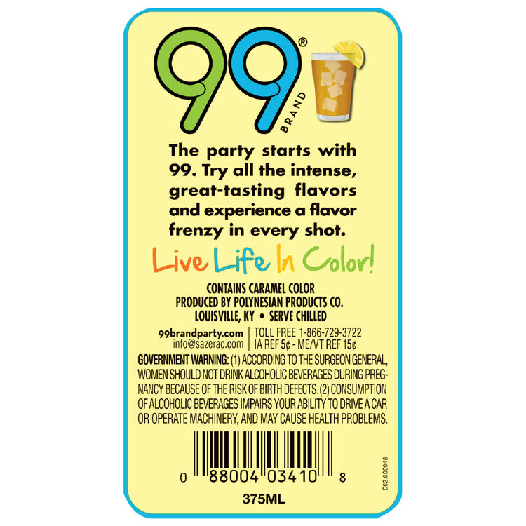 99 Brand Long Island Iced Tea Liqueur 99 - 375ML - Back Label
