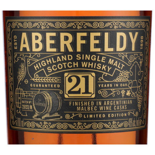 Aberfeldy Single Malt Scotch Finished In Argentinian Malbec Wine Cask - 700ML - Front Label
