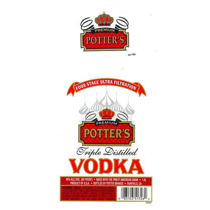 Potter's Vodka 80 - 1.0L - Front Label