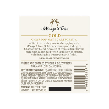 Menage A Trois Chardonnay Gold California - 750ML