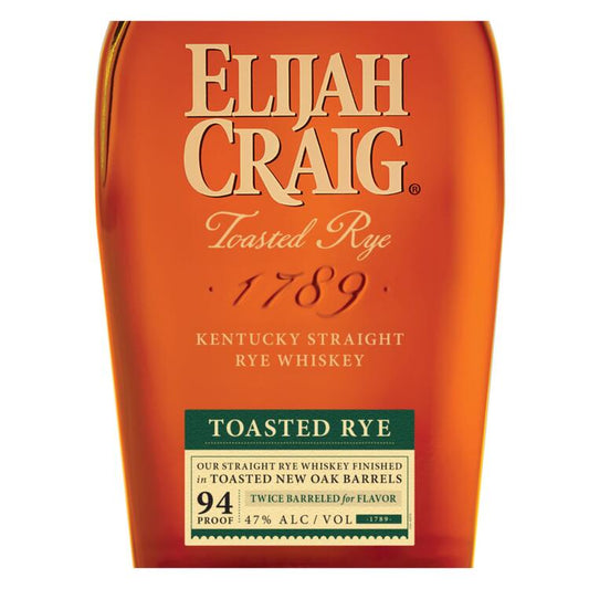 Elijah Craig Straight Rye Whiskey Toasted Rye 94 - 750ML - Front Label