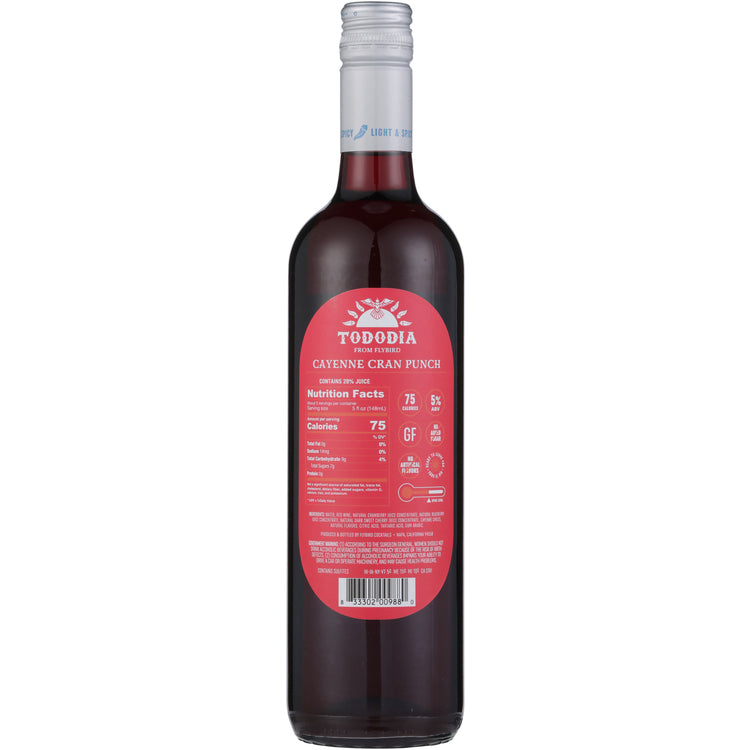 Tododia Cayenne Cran Punch Wine Based Cocktail - 750ML - Back