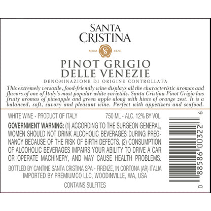 Santa Cristina Pinot Grigio Delle Venezie - 750ML - Back Label