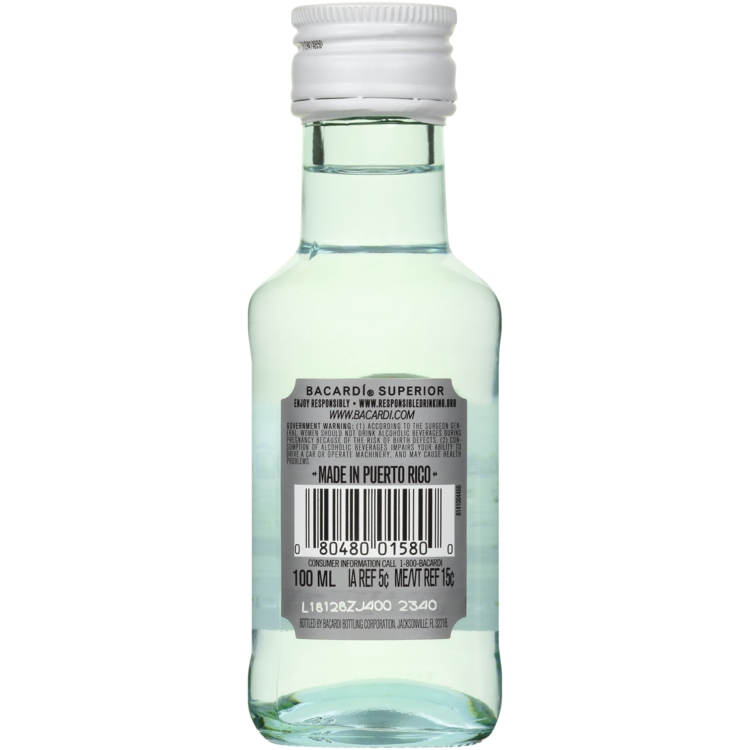 Bacardi Light Rum Superior 80 - 100ML - Back