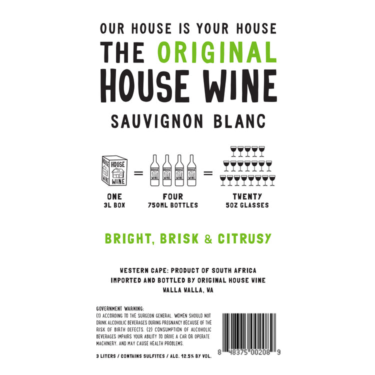 House Wine Sauvignon Blanc American - 3.0L