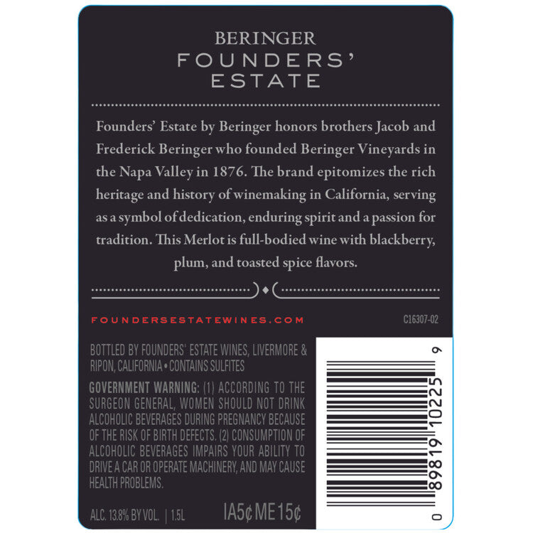 Beringer Founders' Estate Merlot California - 1.5L
