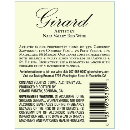Girard Red Wine Artistry Napa Valley 2021 - 750ML